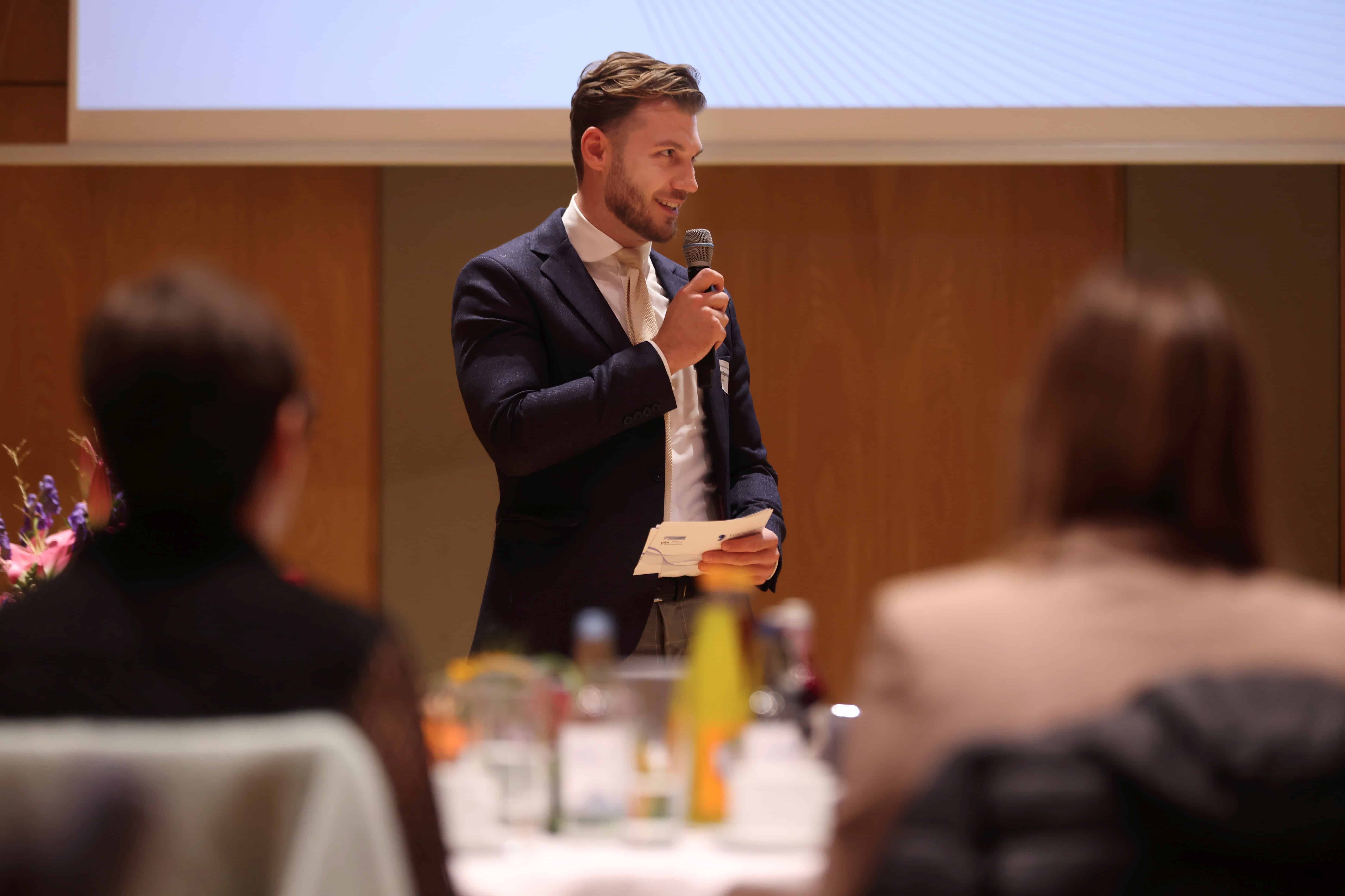 Karl Spannenberger hosting a corporate event